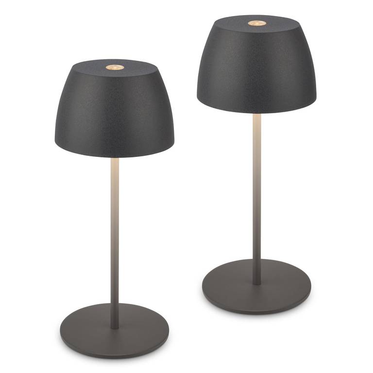 BRILONER Pack 2 Mini Lámparas de Mesa LED Inalámbricas, Táctiles, Regulables, USB-C, IP44