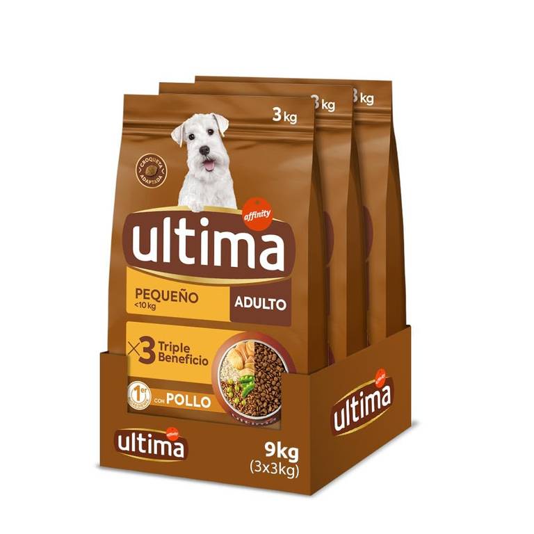 Ultima Pequeño Adult Pollo, Comida seca para perros, Pack de 3 x 3kg (Total 18kg comprando 2 packs)