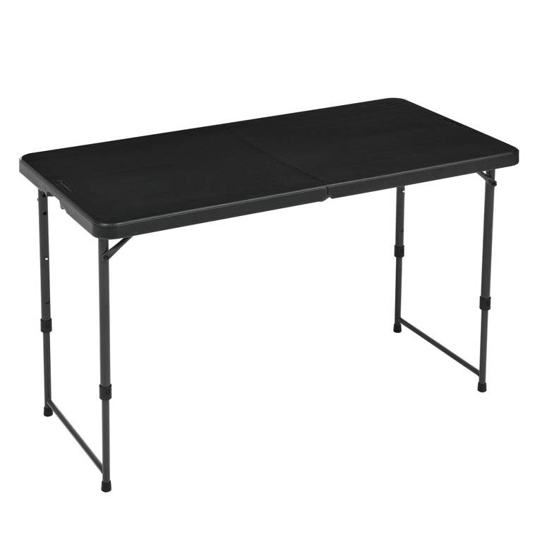 Amazon Basics Mesa Plegable Rectangular de 1.2 m, 4 ajustes de Altura, asa de Transporte, Interiores y Exteriores, portátil, Ligera
