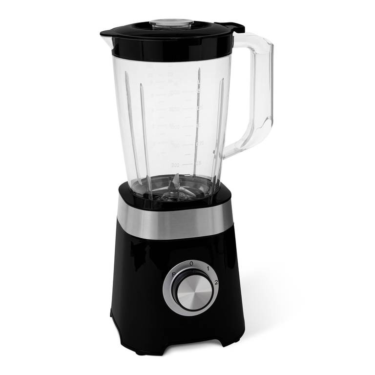 Batidora de vaso Amazon Basics 600W (Jarra 1.5L libre de BPA, pica hielo, cuchillas de acero inoxidable, 2 velocidades y pulso, en Amazon)