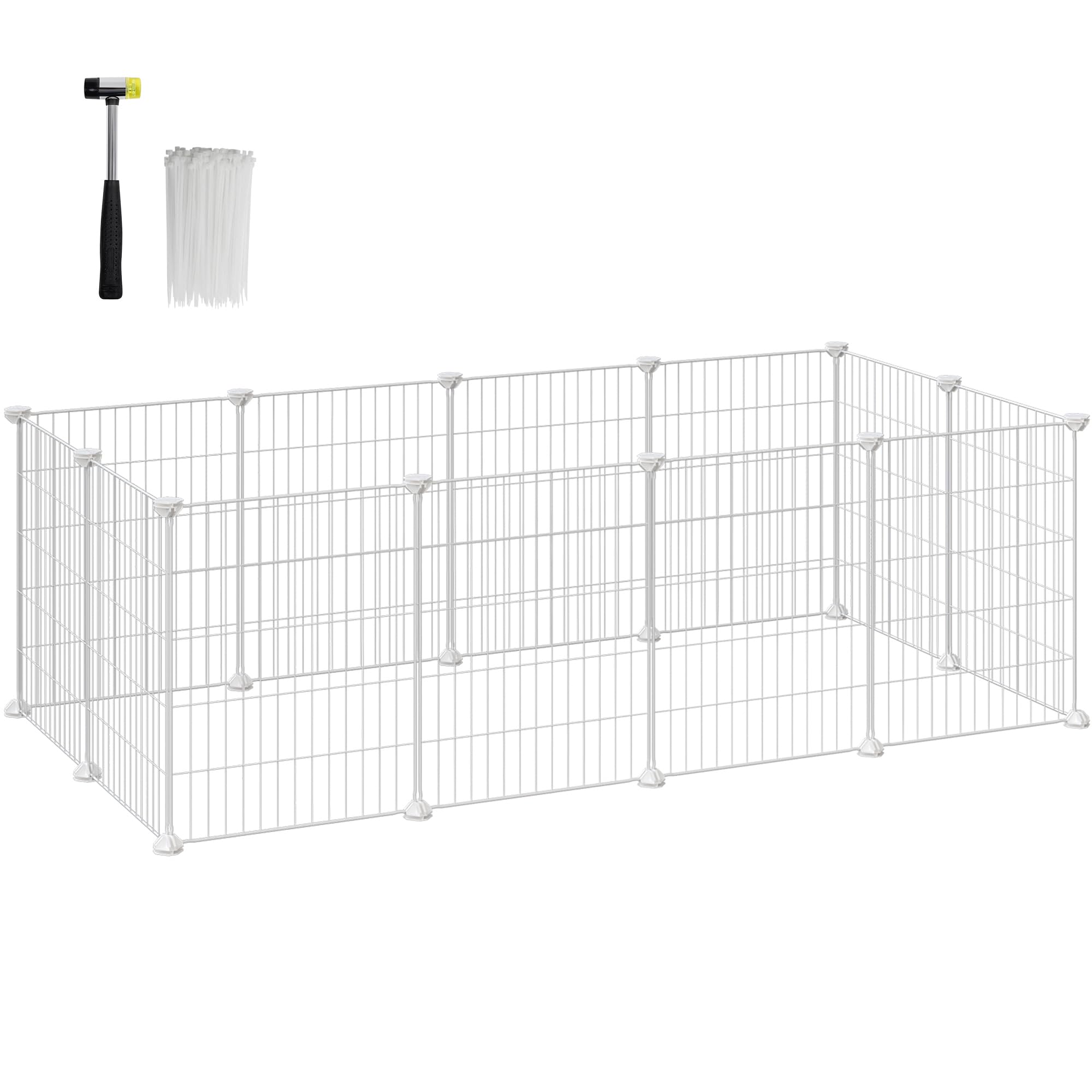 SONGMICS Jaula para Mascotas, Corralito Metálica para Hámster, Conejitos | Parque en Bricolaje, para Animalitos, Blanco Perlado, Colección DAMION LPI01W