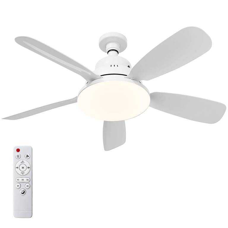 Ventilador de techo con luz y mando a distancia, 62 cm, 45 W, pequeño ventilador LED regulable, 3 colores, 3000-6500 K, 3 velocidades