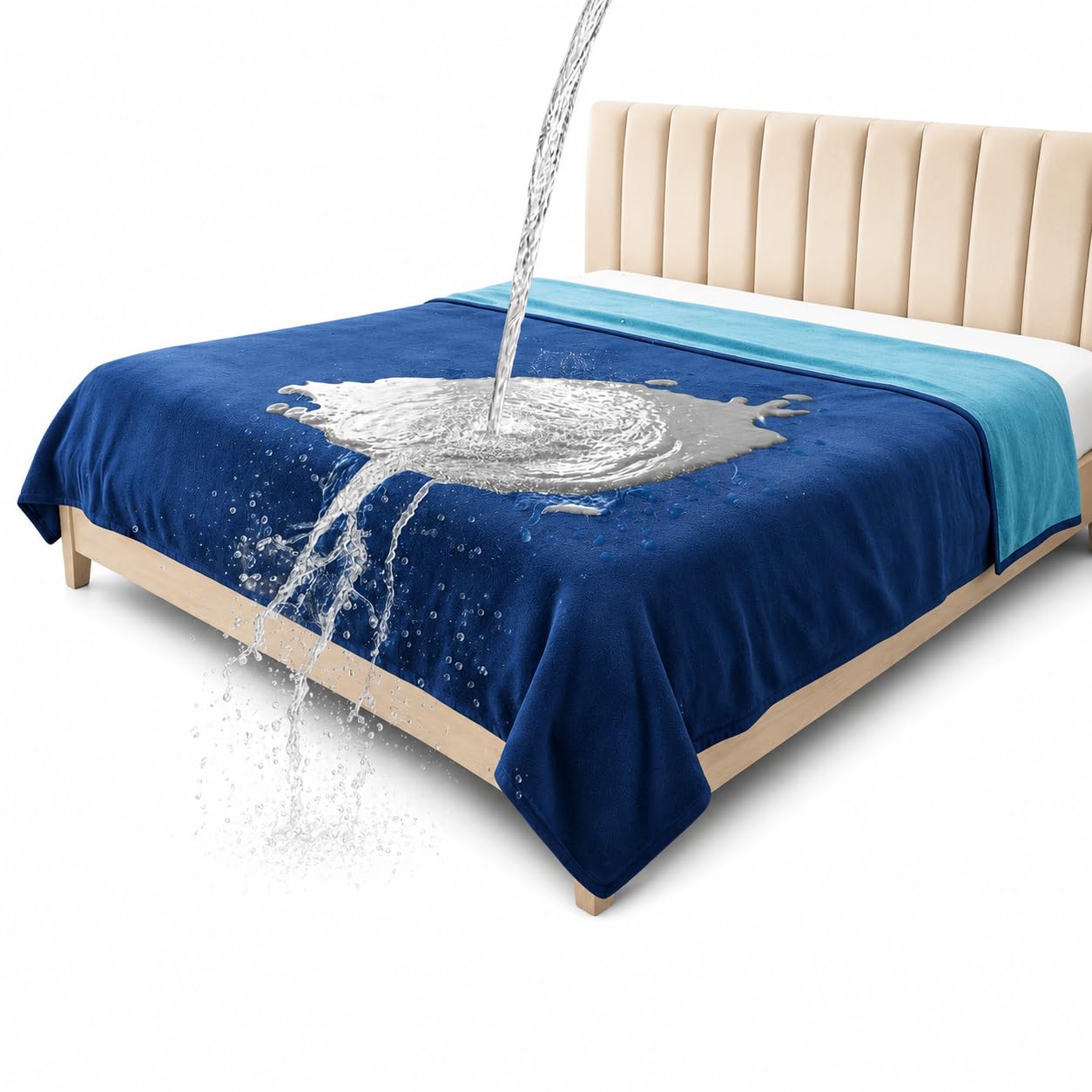 Manta impermeable King ultrasuave, resistente al agua, a prueba de manchas y fugas (azul marino y verde abismo, 90 x 108 pulgadas)