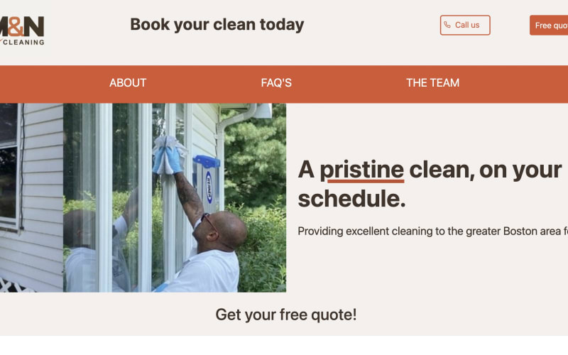 Screenshot of the M&N Cleaning website homepage