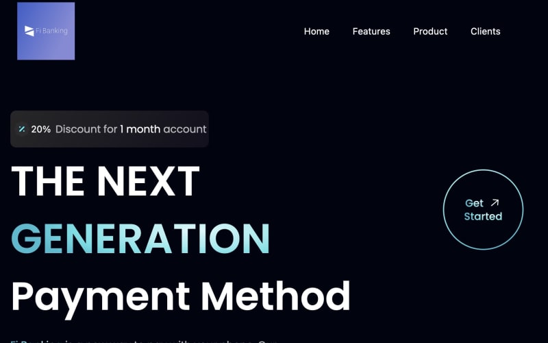 Screenshot of the FiBank landing page