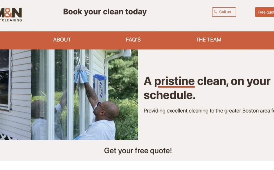 Screenshot of the M&N Cleaning website homepage