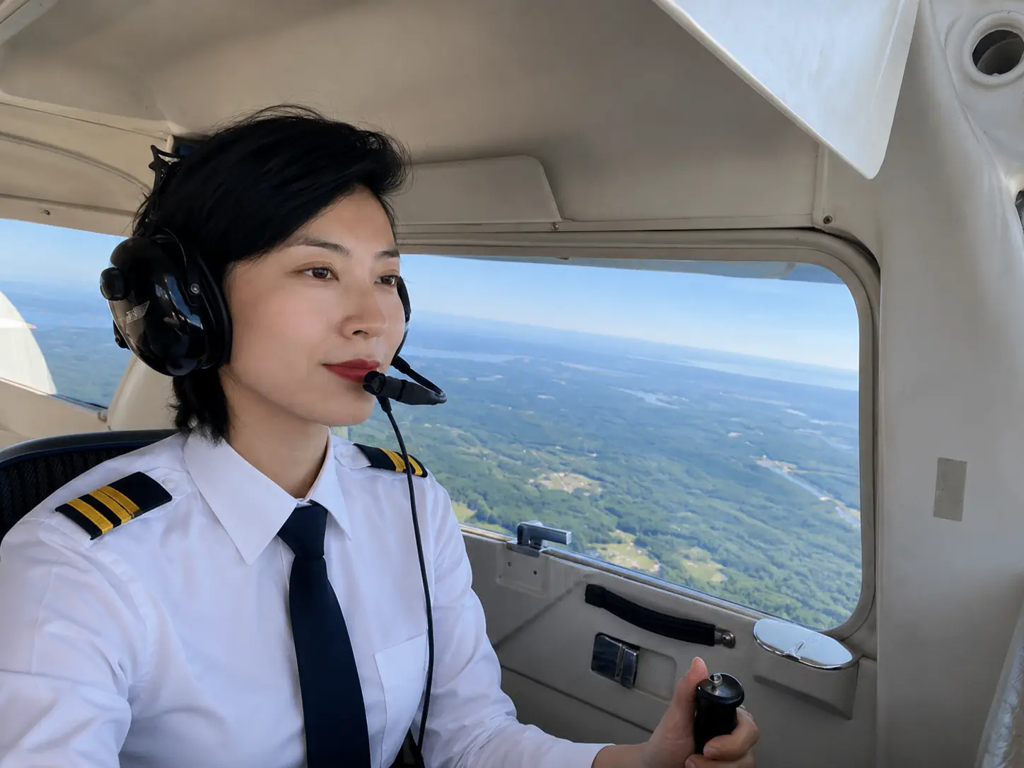 TFA student pilot flying with a clear cockpit view