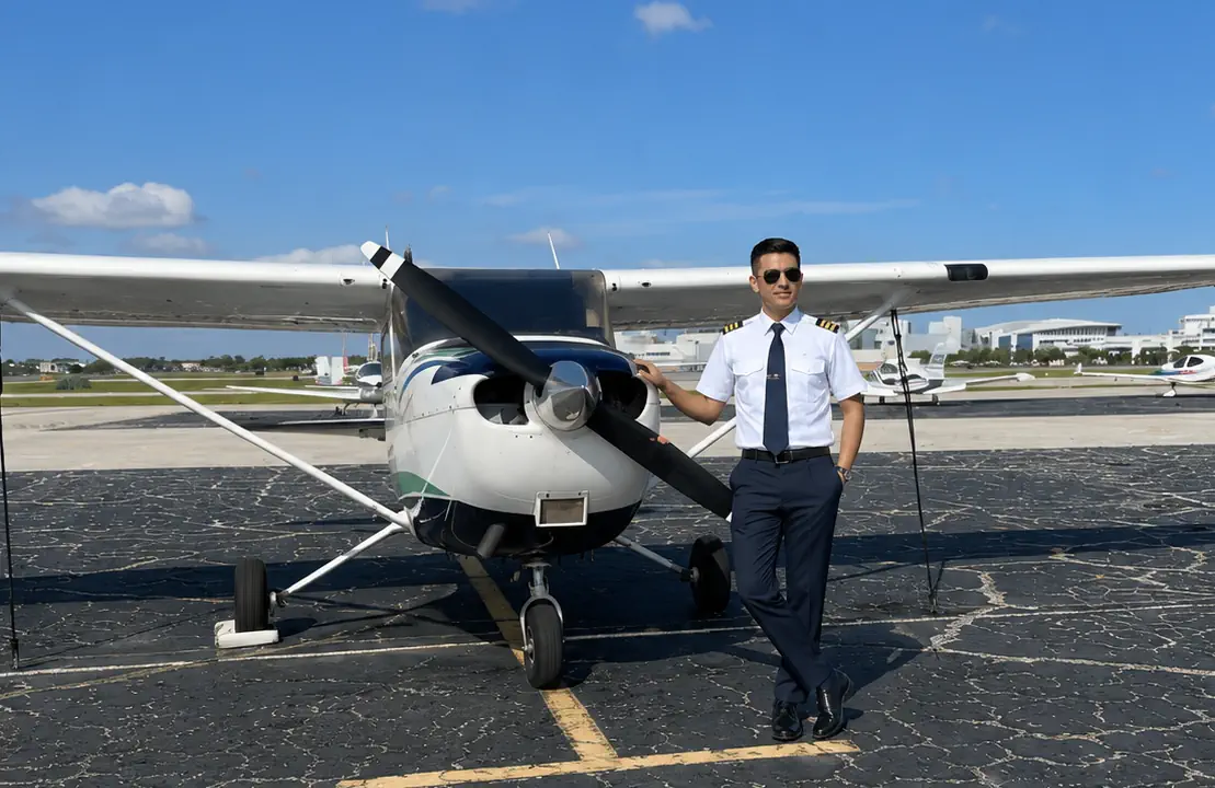 TFA pilot with Cessna training aircraft