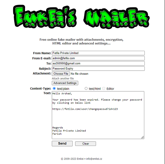 Spoof email creator Tool
