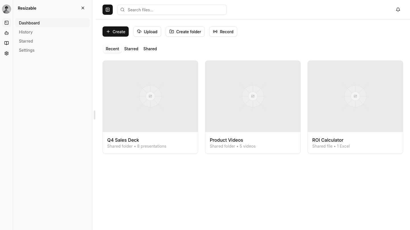 resizable layout component preview