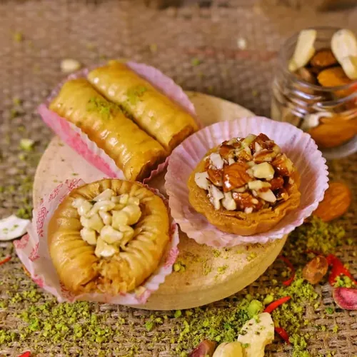 Assorted baklava with pistachio and almond