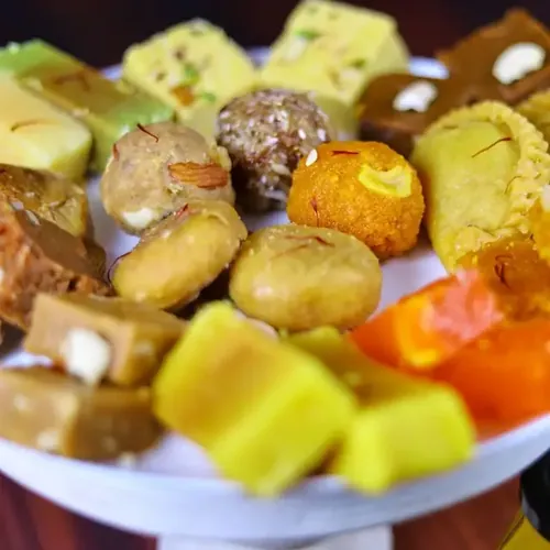 Assorted ghee sweets on a plate