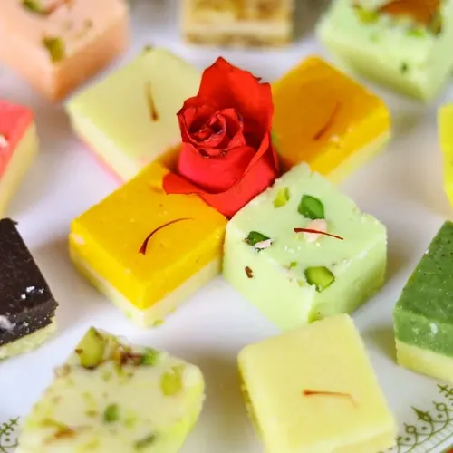 Assorted coloured milk sweets