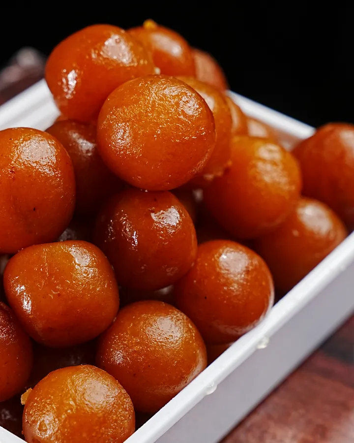 Gulab jamun soaking in syrup