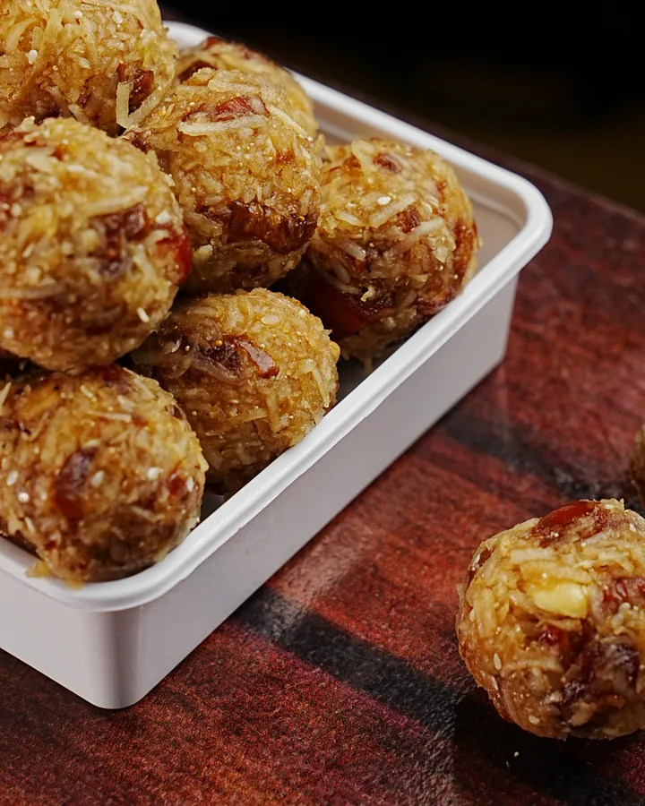 Energy laddu packed in a tray