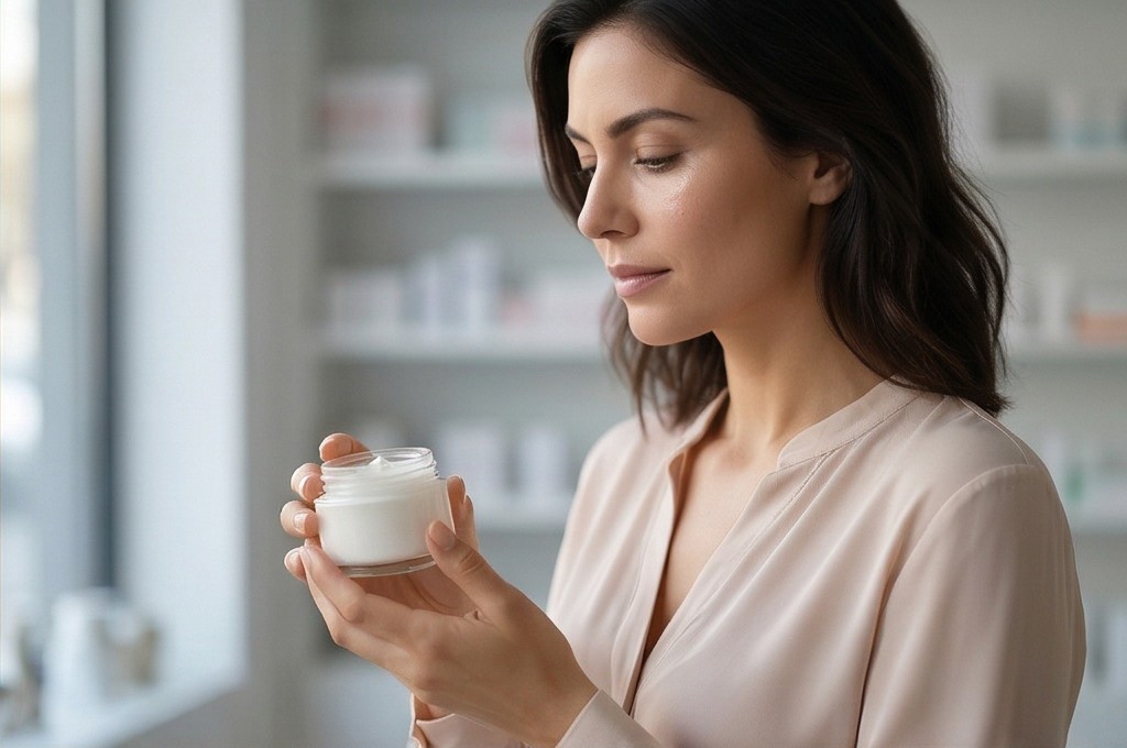 약국에서 제품을 든 여성