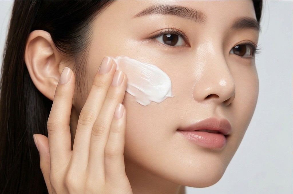 피부에 크림을 도포하는 모습