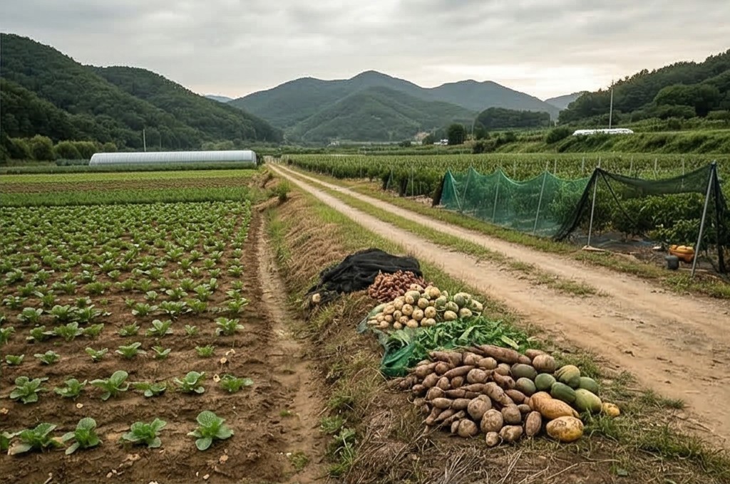 갓 수확한 싱싱한 뿌리채소