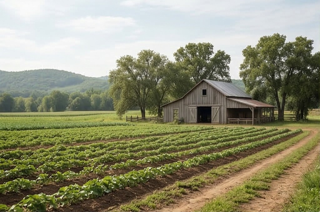 광활한 유기농 농장 전경