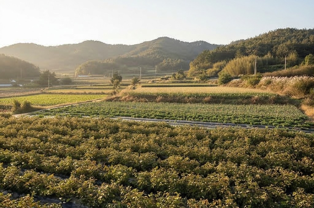 서천의 평화로운 농경지 풍경