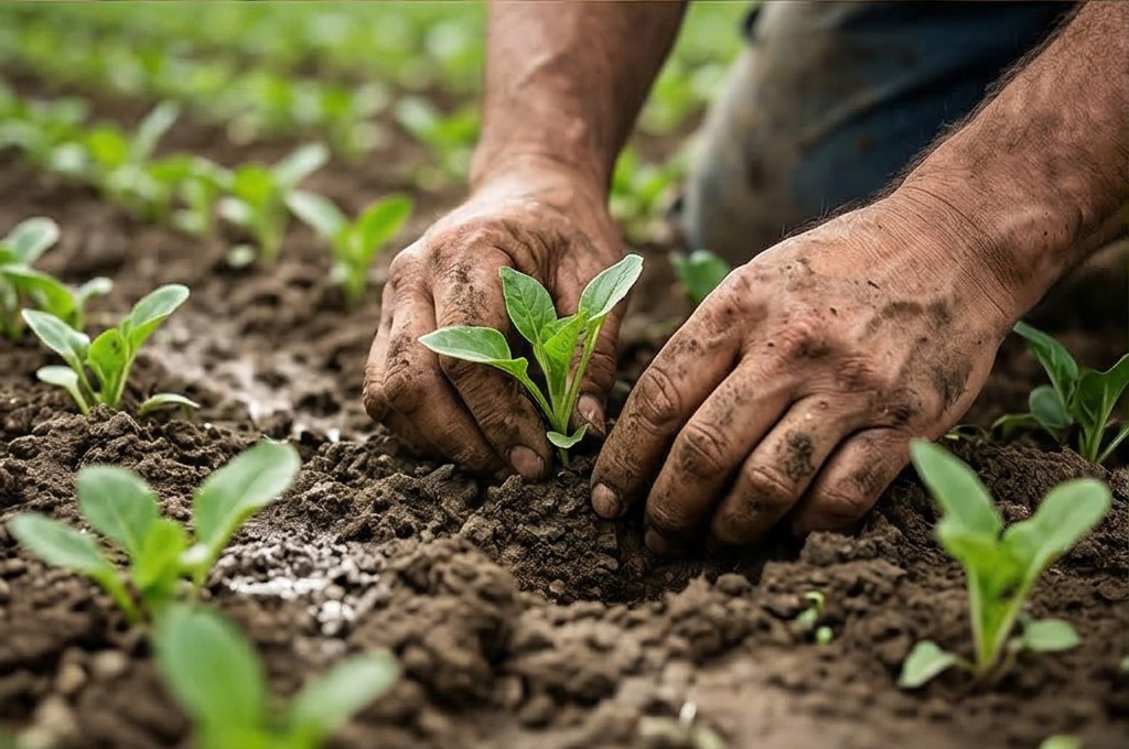 어린 싹 심는 손길