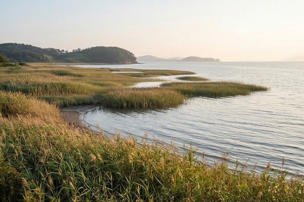신성리 갈대밭의 평화로운 일몰