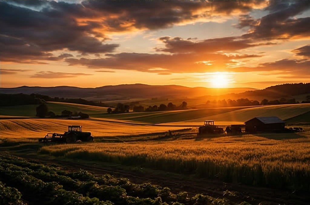 노을 지는 별꽃농장의 평화