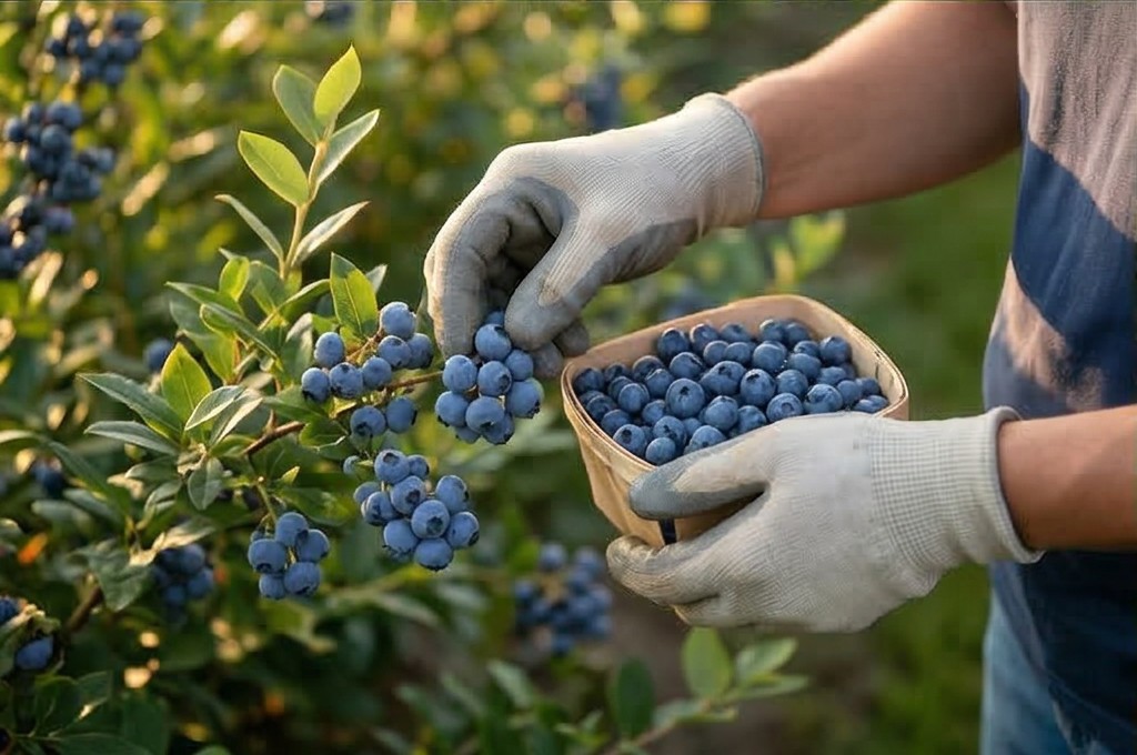 싱싱한 블루베리 수확