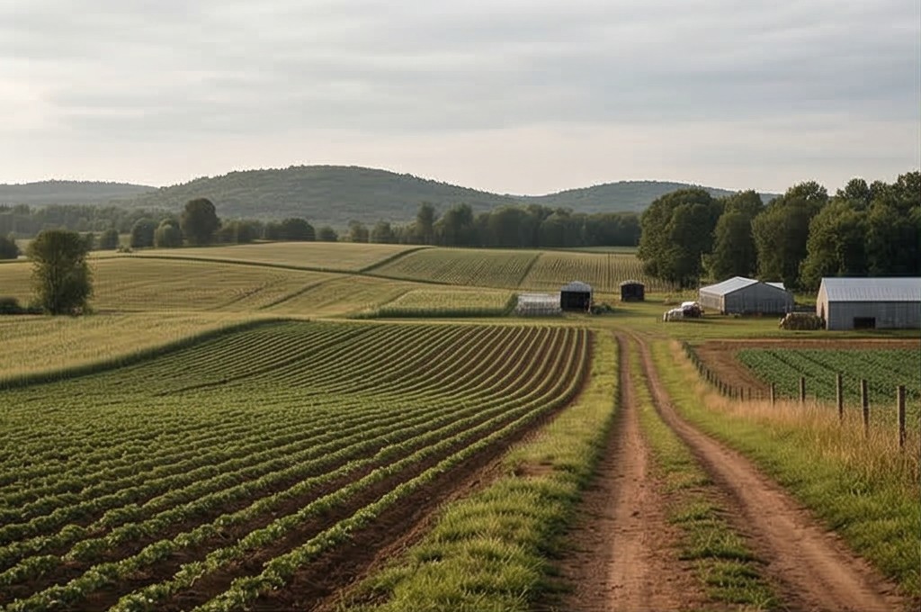 정직한 흙길과 밭 풍경