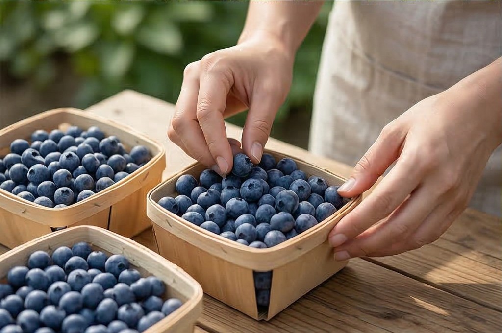 신선한 블루베리 수확