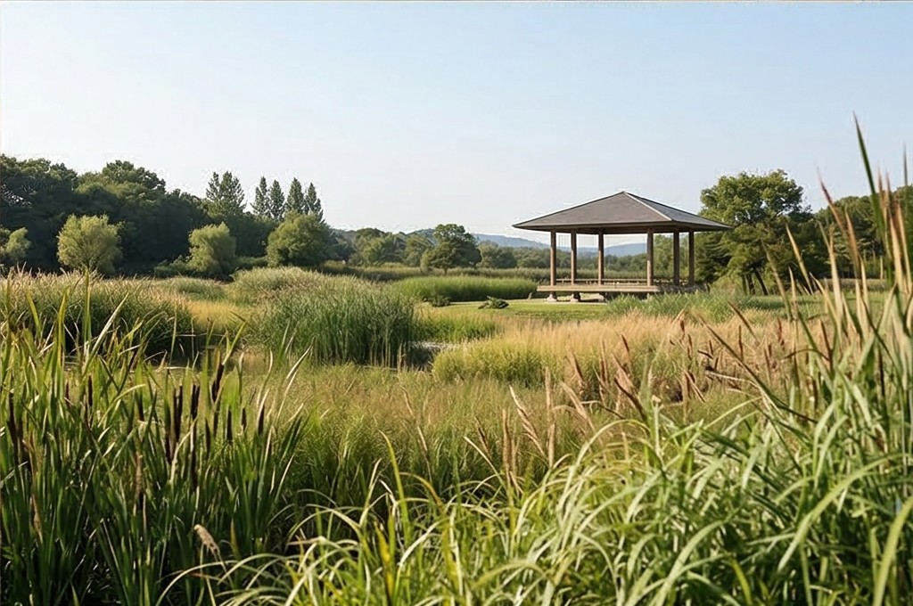 고즈넉한 갈대밭 정자