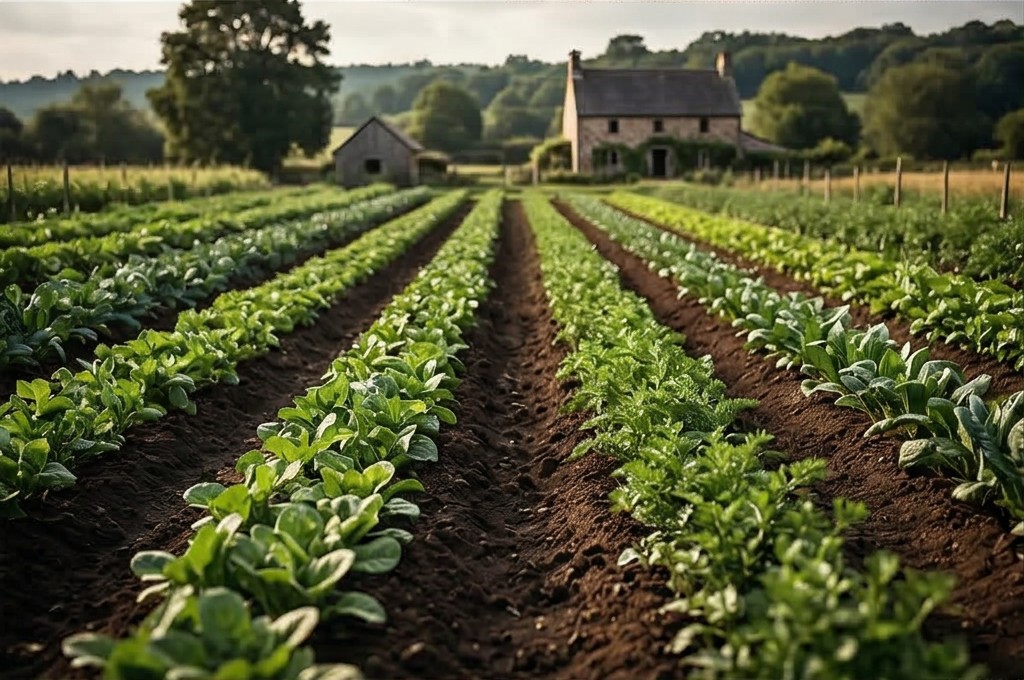 건강한 작물 텃밭 전경