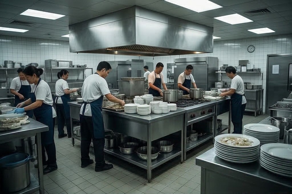 분주한 대규모 급식소 현장