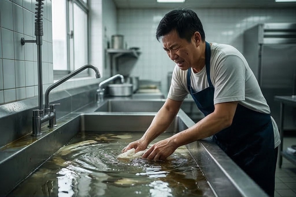 기름때에 지친 조리사의 고충