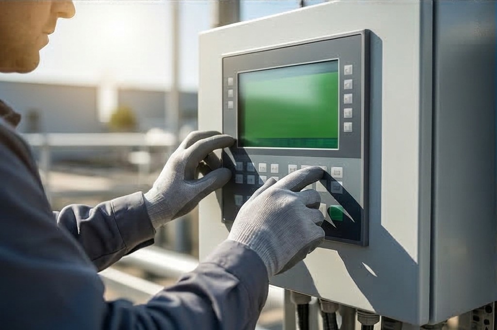 작업자의 스마트 제어 패널 조작