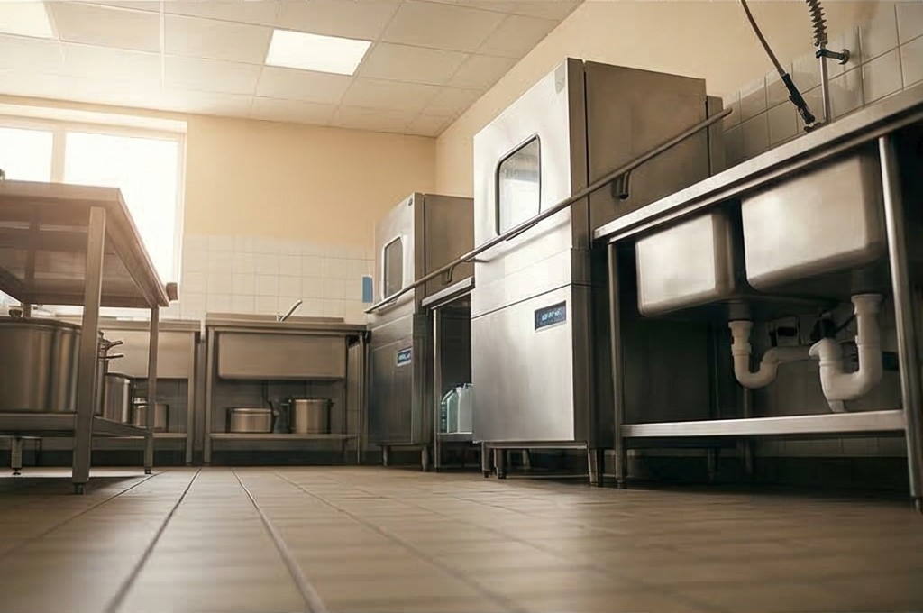 청결하게 정돈된 대형 주방