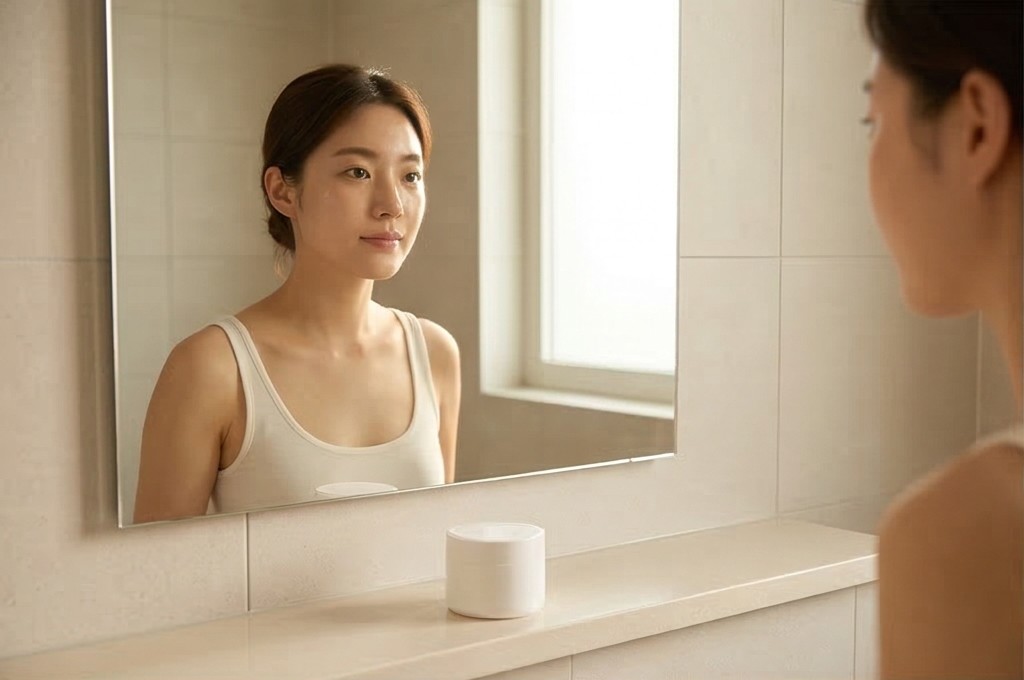 거울 속 피부 변화
