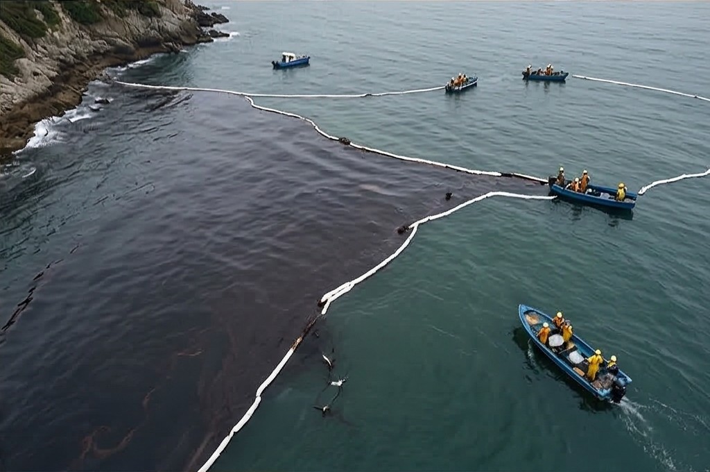 드론으로 본 해양 기름 유출 현장