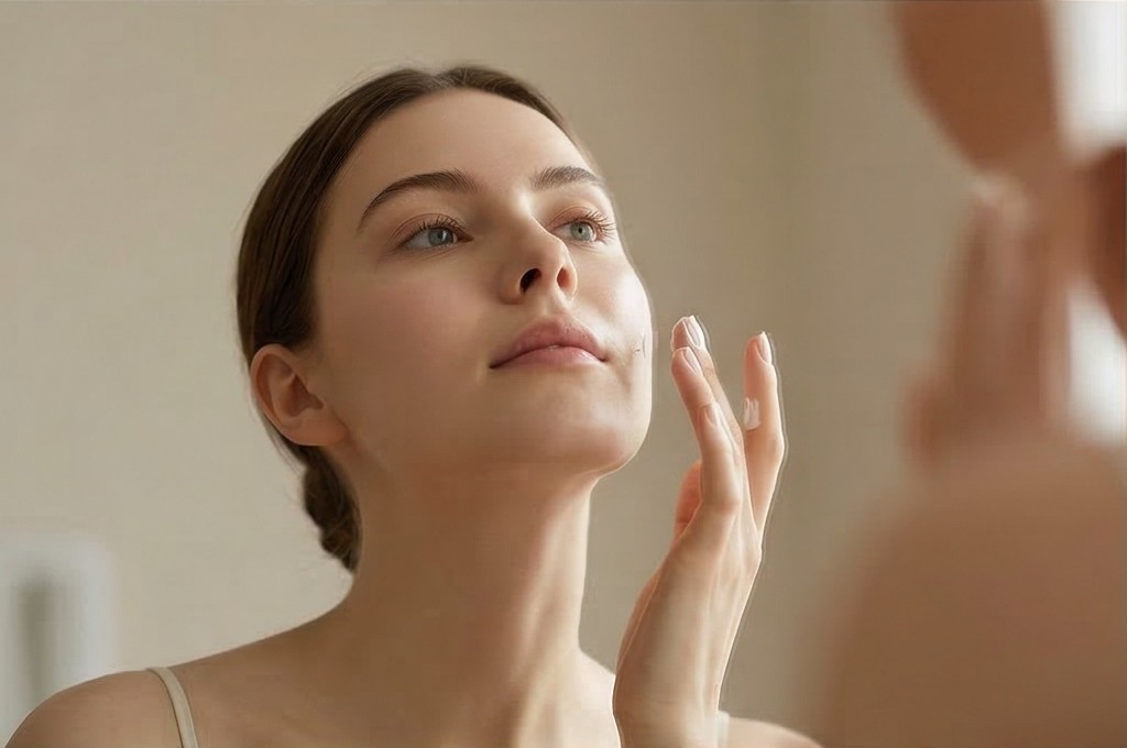 피부에 흡수시키는 모습