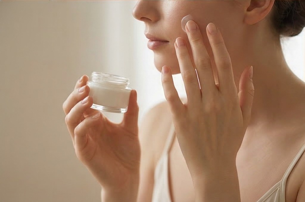 얼굴에 크림 바르기