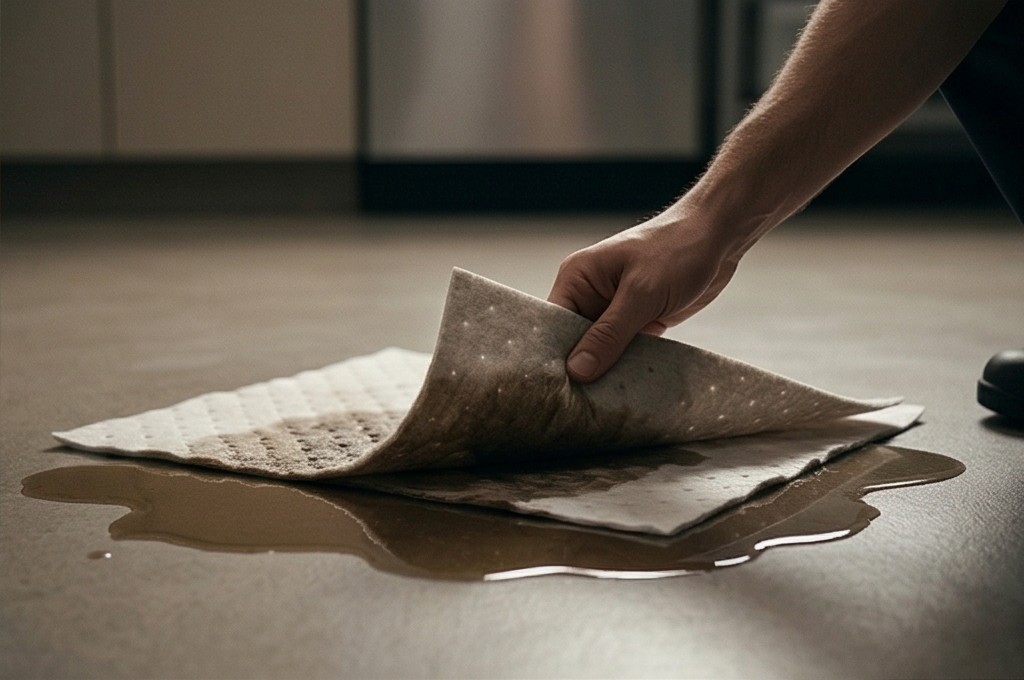 기름을 흡수한 유흡착재 패드