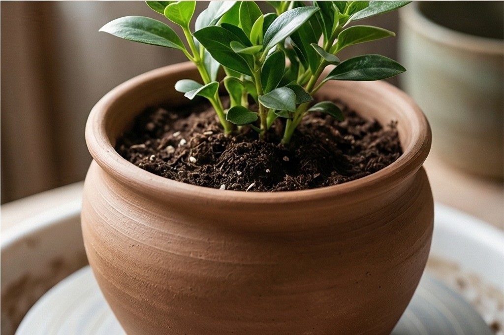 토분 속 건강한 초록 식물