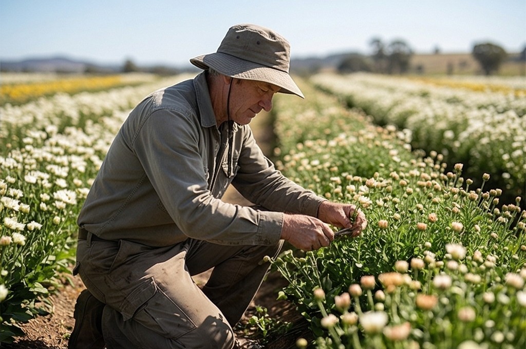 꽃 수확하는 농부