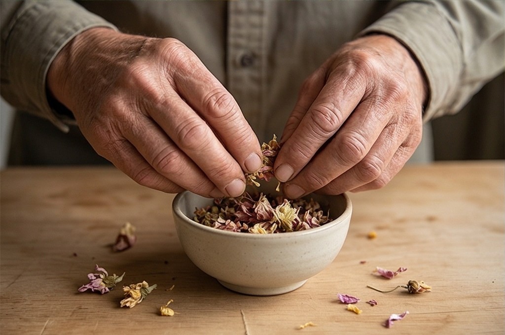 장인의 꽃잎 선별