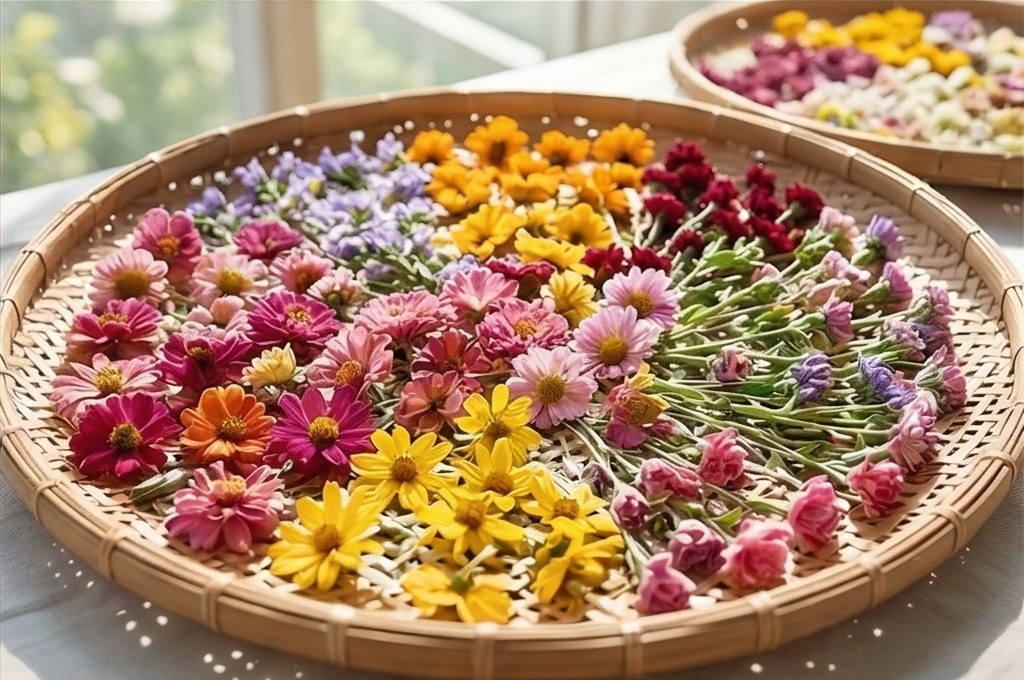 색상별 건조 꽃잎