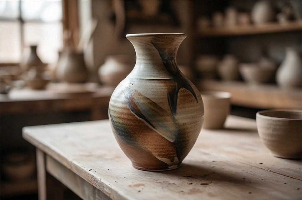 우아한 흙 도자기 화병