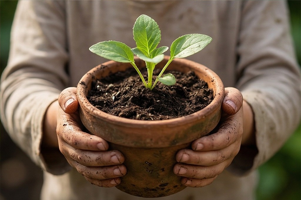 직접 만든 화분 든 아이