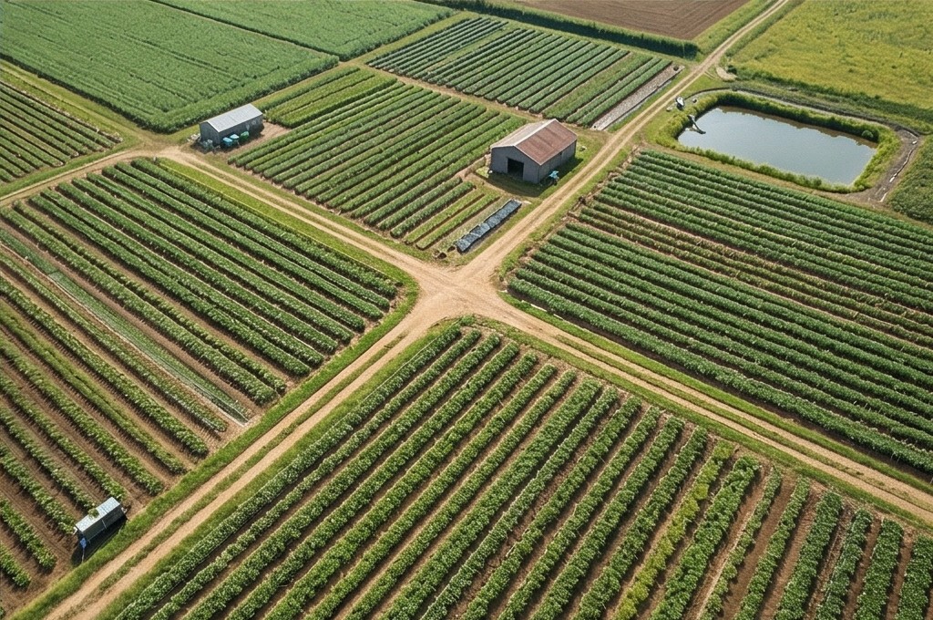 조화로운 농장 대지 전경
