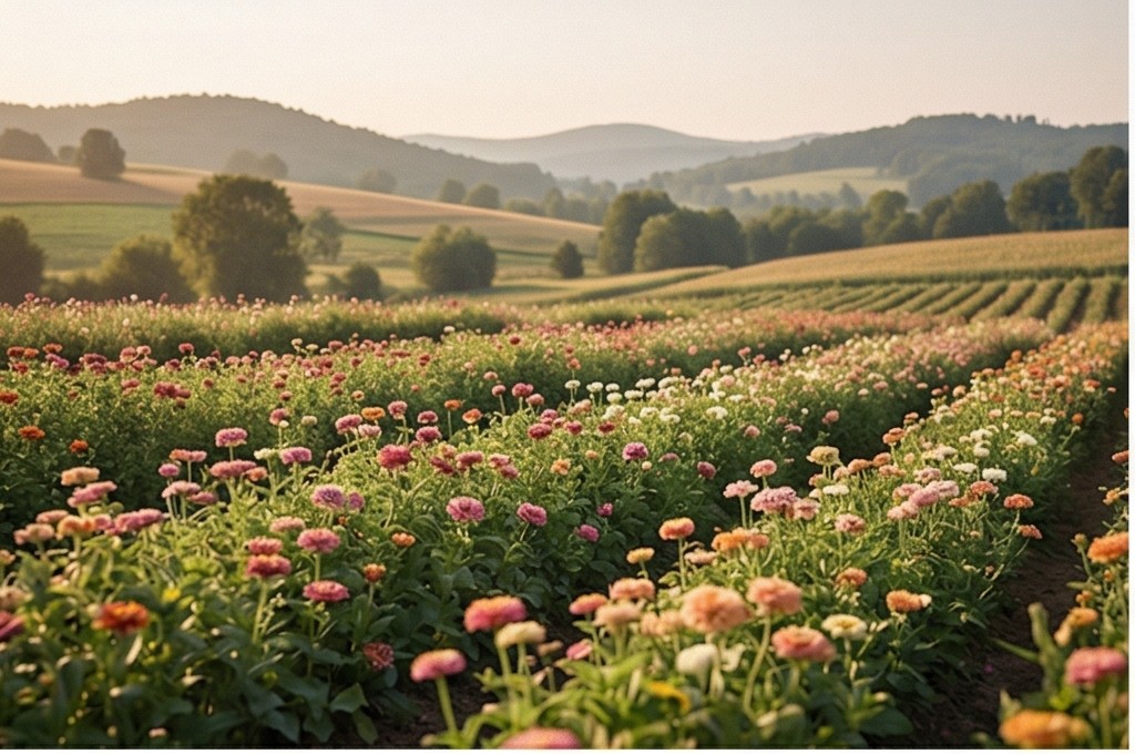 대자연 속 광활한 꽃밭