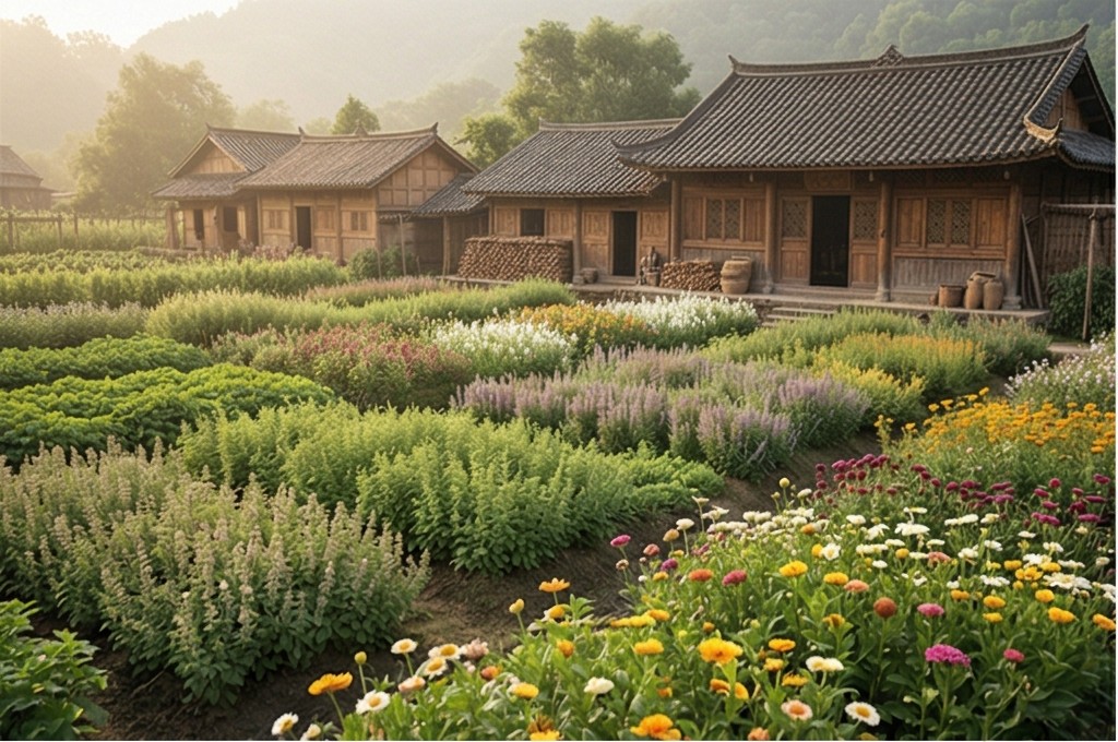 한옥 농원의 치유 정원